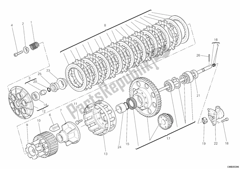 Alle onderdelen voor de Koppeling van de Ducati Monster 1100 ABS USA 2010